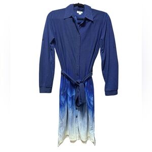 LuLaRoe Michelle Wrap Dress Blue and White Ombre Dress